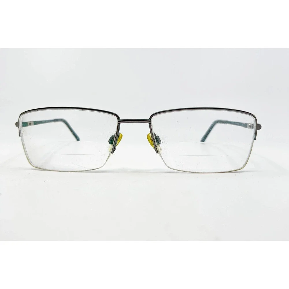 Safilo Elasta Eyeglasses Mens Gunmetal Semi-Rimless Rectangular 52-18-140